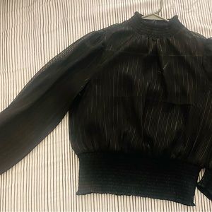 Sheer black pinstripe top with attached tank top